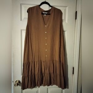 Nine West, Ruffle Tiered Dress, 5X, Gold